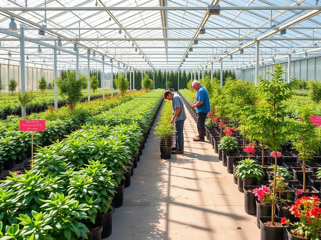 Greenhouse worker in British Columbia nursery